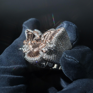 Moissanite Eagle <b>Ring</b> <b>Mens</b> Statement <b>Ring</b> Rose Gold Angel Wing <b>Ring</b> Luxury Hip Hop Jewellery Bold Gift - Product Image 5
