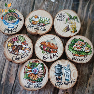 Adorno hecho a mano personalizado en madera rebanada de madera pintada a mano para la decoración clásica de Navidad hecho en Vietnam - Product Image 6