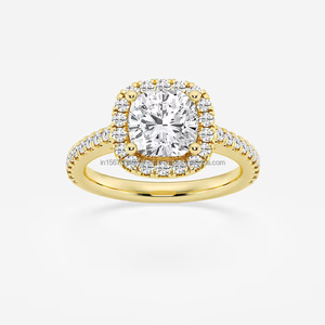 Unisex 14K Gold Luxury Vintage Ring <b>Cushion</b> Cut Lab Created IGI/GIA Lab Grown Diamond for Engagement Wedding Anniversary Party - Product Image 3