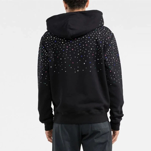Sweat-shirt à capuche de luxe orné de strass, style streetwear oversize, personnalisé avec cristaux, pour hommes et femmes, fabrication OEM - Product Image 3