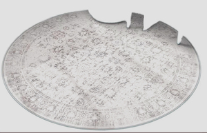 <b>Boho</b> Tufted Washable Eco-Friendly Ultra-Thin Grey Distressed Print Traditional Round <b>Rug</b> for Bedroom Nursery Entryway - Product Image 3