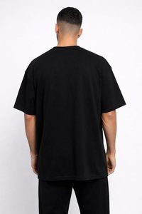Camiseta Esencial para Hombre, Material Jersey Grueso, Diseño Holgado, Costuras Resistentes, Estilo Liso y Moderno - Product Image 3