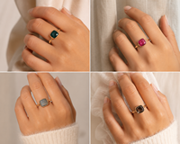 Bague pour femme en améthyste de 10 mm en forme de coussin, faite à la main - Bagues plaquées or tendance - Prix de gros