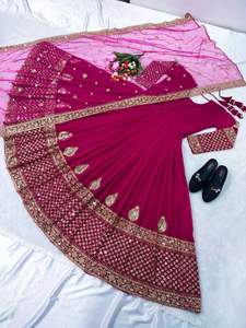 Elegante Conjunto Moderno Tradicional de Salwar Kameez de Seda con Bordado Indio, Sharara, Gharara, Kurti, Tela Chinon, Verde, para Fiesta de Invierno - Product Image 4