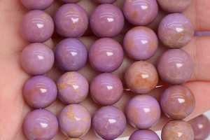 Perles de phosphosidérite violettes et roses, pierres précieuses naturelles authentiques, demi-brin, perles rondes en vrac, 7,5 pouces, en gros - Product Image 2