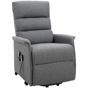 Poltrona Reclinabile Elettrica in Vera Pelle per Anziani, Grigia, con Telecomando e Porta USB - Product Image 1