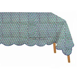 Nappe rectangulaire en coton imprimé à la main, avec bord festonné personnalisé, au meilleur prix, pour la maison - Product Image 5