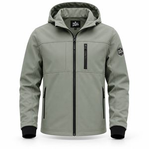Chaqueta Softshell de Lona para Hombre con Logotipo Personalizado, Precio de Fábrica al por Mayor, Cuello Alto, Manga Larga, Ropa Casual para Exteriores de Alta Calidad - Product Image 1