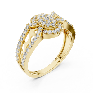 Bague minimaliste en or jaune 18 carats sertie d'un diamant de laboratoire ovale rond, idéale pour les fiançailles, les mariages, le quotidien ou le bureau, pour femme. - Product Image 1