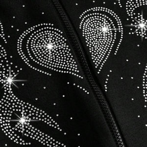 Sweat-shirt à capuche noir pour femme avec fermeture éclair, orné de strass en forme de cœur et d'ailes, style décontracté vintage, écologique, en coton tricoté pour le printemps et l'hiver - Product Image 5