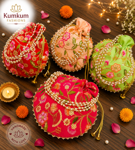 Bolsas con Cordón al por Mayor, Recuerdos para Bodas Indias, Bolsas Potli para Regalos, Bolsas Tradicionales para Damas de Honor, Bolsas de Regalo para Diwali - Product Image 1