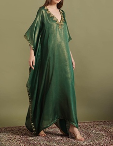 Fashionable <b>Kaftan</b> Abaya Handmade Moroccan Arabian Dress Long Sleeve Polyester Regular Fit Casual Evening Party Wedding Flared - Product Image 2