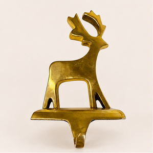 Vintage Solid Brass Reindeer <b>Stocking</b> <b>Holder</b> For Mantle Heavy Duty Weighted Gold Metal Christmas <b>Stocking</b> Hanger For Fireplace - Product Image 5