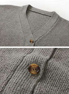 Suéter Cárdigan Universitario de Punto Beige Casual de Invierno con Bordado Personalizado de Alta Calidad para Hombre y Mujer, 100% Frontal - Product Image 2