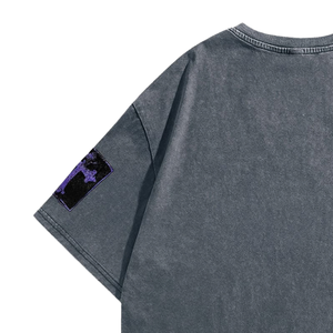 Vintage Washed <b>Gothic</b> Graphic 100% Cotton Jersey <b>T</b>-<b>Shirt</b> O-Neck Short Sleeve Streetwear Tee Front Print Sleeve Patch Boxy Fit - Product Image 4