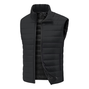 Chaleco sin mangas de invierno para hombre, talla grande, chaqueta acolchada de algodón grueso, cuello alto, color sólido, cálido, con cremallera - Product Image 3