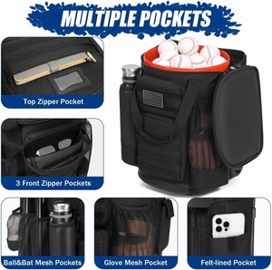 Sac seau de baseball/softball RTS avec roulettes, style tactique, polyester, couleurs personnalisées, pour accessoires d'entraînement, organisateur – Commandez maintenant - Product Image 2