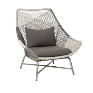 Chaise longue moderne avec structure en métal et corde tressée, idéale pour le jardin, la maison, le balcon et les hôtels - Product Image 1