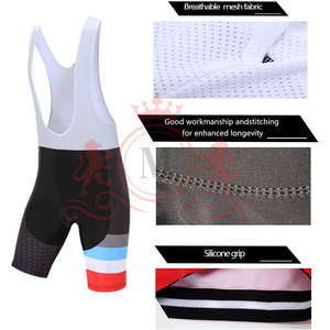 Ensemble maillot et short de cyclisme pour homme, noir, rouge, bleu, blanc, rayé, respirant, polyester, design sans couture, pour adultes - Product Image 5