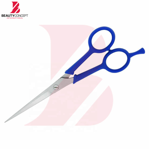 Ciseaux de barbier en gros, couleur bleu uni, manche en plastique, ciseaux à cheveux en acier inoxydable, outil professionnel de salon - Product Image 2