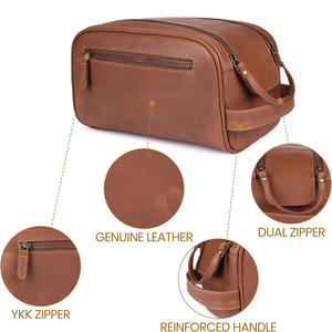Sac de toilette en cuir véritable fait main, organiseur de cosmétiques, adapté aux hommes et aux femmes voyageurs, en vente à prix réduit. - Product Image 6