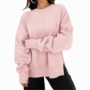 Sudadera de punto extragrande para mujer, corte relajado, cuello redondo, tejido grueso de primera calidad, de secado rápido, transpirable, forrada y bordada. - Product Image 2