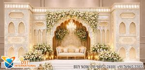 Royal Rajasthani <b>Wedding</b> Stage Setup With Stylish Mirror Panels Trending Palace Style <b>Wedding</b> Mirror Stage Mughal Style <b>Frames</b> - Product Image 2