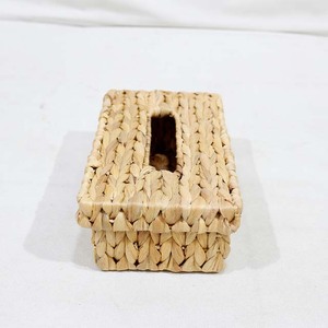Hot Sales Woven Water Hyacinth Rectangle Tissue Cover Holder <b>Box</b> with <b>Drop</b>-On Top Lid - Product Image 3