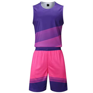 Conjunto de Uniforme de Baloncesto Sublimado Personalizado, Unisex para Adultos, Transpirable, con Degradado Morado y Rosa, Camiseta sin Mangas y Pantalones Cortos - Product Image 2