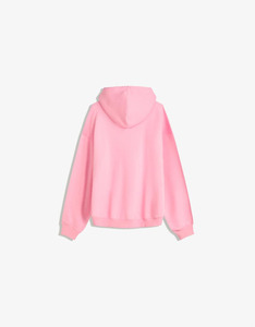 Sudadera con capucha de forro polar rosa extragrande para hombre, corte regular, informal, para otoño e invierno, estilo urbano - Product Image 2