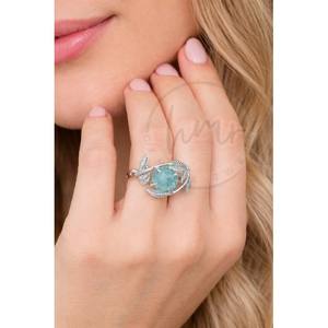 Natural Raw Aquamarine Leaf Wrap <b>Ring</b> Handmade Silver plated Adjustable Nature Inspired <b>Statement</b> <b>Ring</b> for Women - Product Image 2