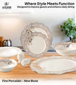 Service de table de luxe haut de gamme en porcelaine fine, 29 pièces, avec motif floral doré délicat et bordure dorée élégante - Product Image 3