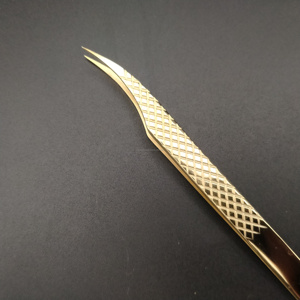 Gold-Plated Precision Isolation Eyelash Tweezers Smooth Straight Tip Pakistan Origin Model 655.0 for Classic <b>Lash</b> Extensions - Product Image 1