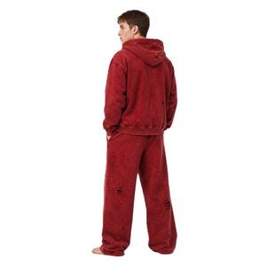 Survêtement Homme Délavé Effet Usé de Haute Qualité Personnalisable Vintage Streetwear Uni Polyester/Coton Effet Soleil Décoloré Prix Abordables - Product Image 1