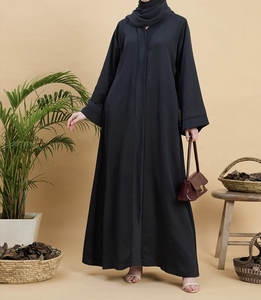 Nueva Abaya Tradicional Islámica Negra para Mujer, Estilo Saudí, Primavera 2026, Dubai, Poliéster Transpirable, Largo hasta el Tobillo, Musulmana - Product Image 1