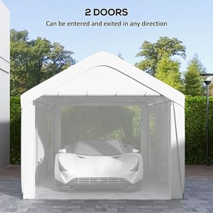 Garage Portatile Bianco 10x20 Resistente con 4 Finestre a Rete e 2 Porte, Tettoia per Veicoli, Ripostiglio Esterno per Parcheggio Auto - Product Image 6
