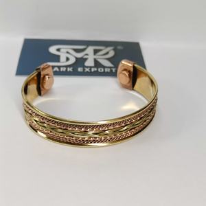 Wide <b>Magnetic</b> <b>Copper</b> Open Cuff Bangle Handmade Adjustable <b>Bracelet</b> with Braided and Layered Design Traditional Lightweight - Product Image 4
