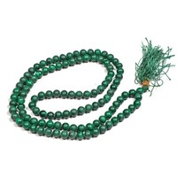Collier Mala de Prière Hindou Sculpté en Agate Mousse 108 Perles avec Pompon, Bijou Yoga Mala pour Femme, le Plus Bien Noté