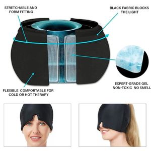 Maschera per gli occhi con sollievo di 360 gradi in Gel Cappello per terapia del freddo caldo per Stress da emicrania e mal di testa - Product Image 5