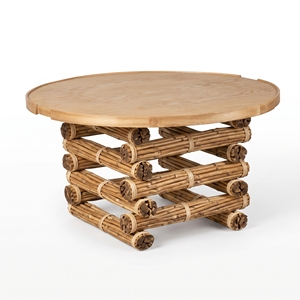Table basse en bambou moderne, élégante et luxueuse avec plateau en bambou - Pièce maîtresse idéale pour la décoration du salon dans les villas - Product Image 1