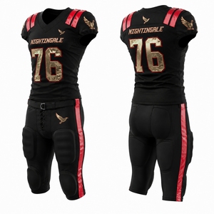 Ensemble d'uniformes de football américain Nightingale, noir, rouge, or, maillot et pantalon sublimés, pour hommes adultes, ajustés, respirants - Product Image 3