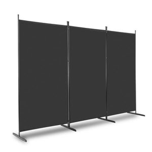 Paravento Pieghevole Nero da 6 Piedi, Tessuto in Poliestere 160g con Piedini in Plastica e Telaio in Acciaio al Carbonio - Product Image 2