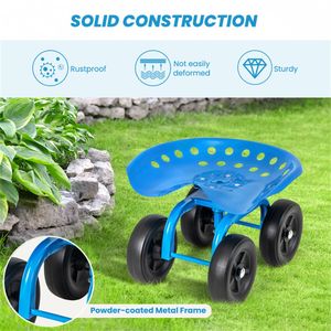 Sedia da Lavoro Girevole Blu a 360 Gradi per Giardino, Ecologica, con Altezza Regolabile, Pieghevole, per Esterni e Parco - Product Image 5