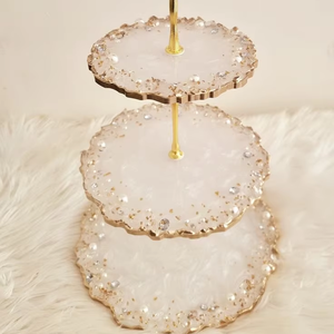 ขาตั้งเค้กเรซิ่นคุณภาพสูง พร้อมโดมแก้วสำหรับเสิร์ฟเค้ก ตกแต่งโต๊ะอาหาร สำหรับใช้ในบ้าน จากอินเดีย - Product Image 1