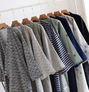 Cotton <b>Men's</b> Summer Casual Smooth Home Wear Pajamas Wholesale Custom Label Bathrobe <b>Cardigan</b> <b>Long</b> Sleeve Nightdress Sweat Suit - Product Image 5