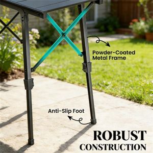 Mesa de Picnic Plegable Negra para Acampar, Actividades al Aire Libre o Café, Mesa de Exterior Duradera y Portátil - Product Image 4