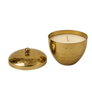 Wholesale Luxury Golden Metal Candle <b>Jar</b> <b>Decorative</b> Candle Holder With Lid Polished Brass Home Decor Gift Item For Wedding Use - Product Image 5