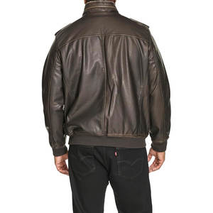 Chaqueta de Cuero y Lona Estilo Bomber para Hombre, Personalizada, de Invierno, Estilo Aviador, Vintage, con Cuello de Piel Negra Extraíble, Transpirable - Product Image 4