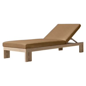 Chaise longue minimaliste moderne en teck massif, cadre ouvert, dossier réglable, pour extérieur, piscine, hôtel, villa, mobilier de resort - Product Image 1