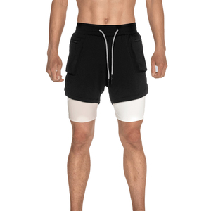 Short de course 2-en-1 pour hommes, short de sport à taille élastique avec doublure de soutien intégrée - Product Image 1